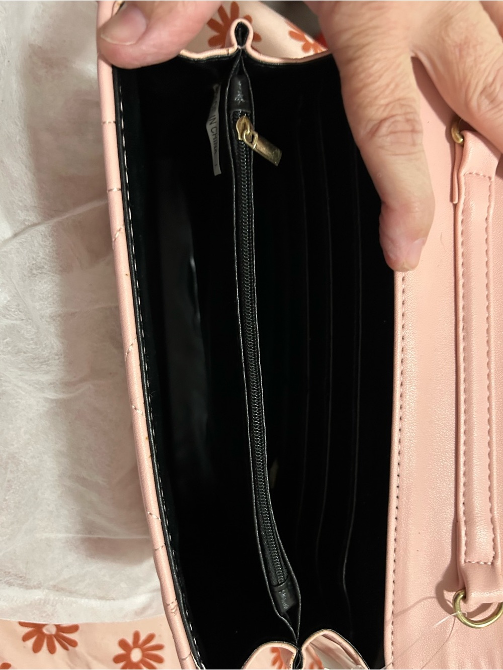 Quilted Pink Crossbody Wallet Bag with Gold Hardware